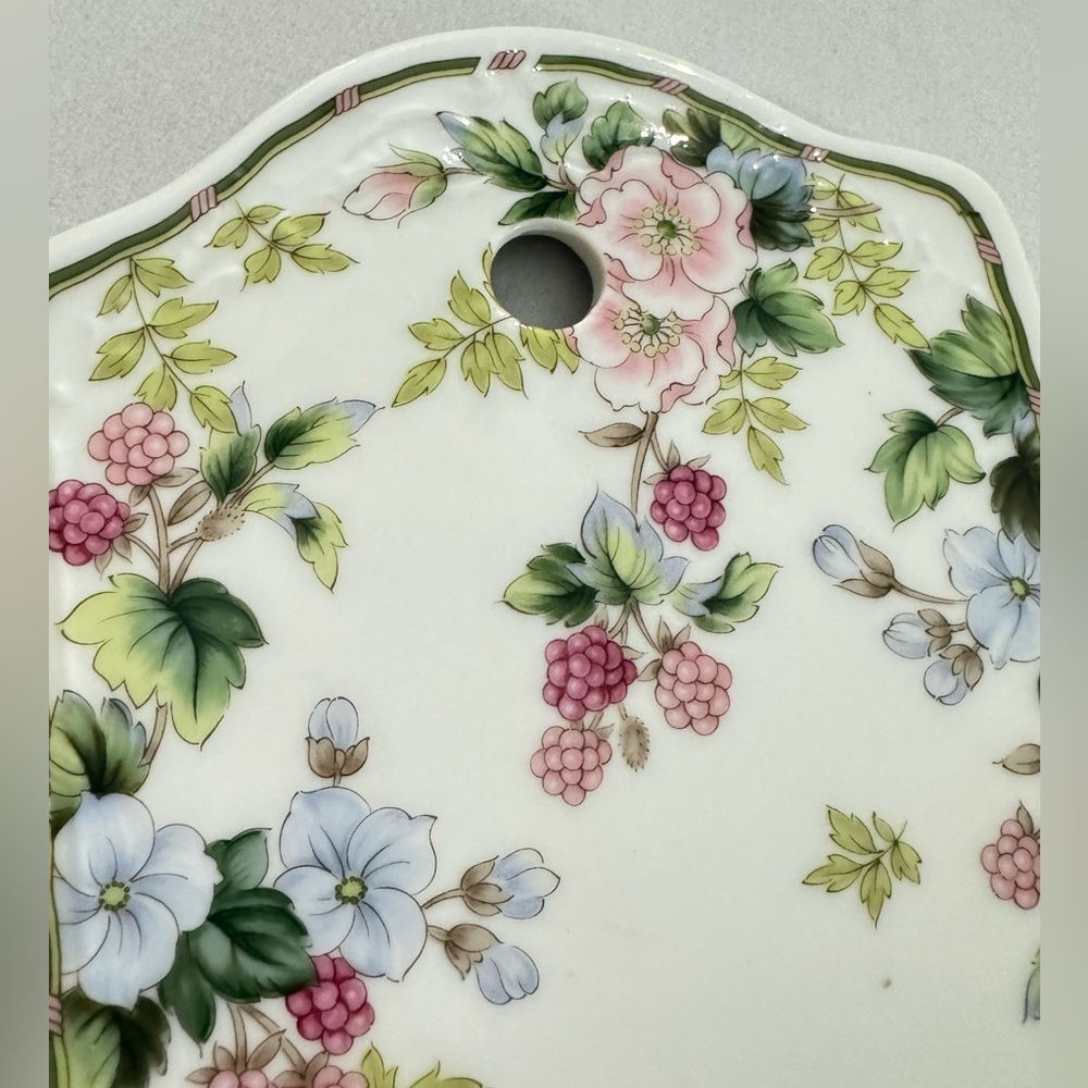 VTG Porcelain Cheese Board Flowers & Berries Andrea Sadek Cottage Trivet Decor - Picture 3 of 9